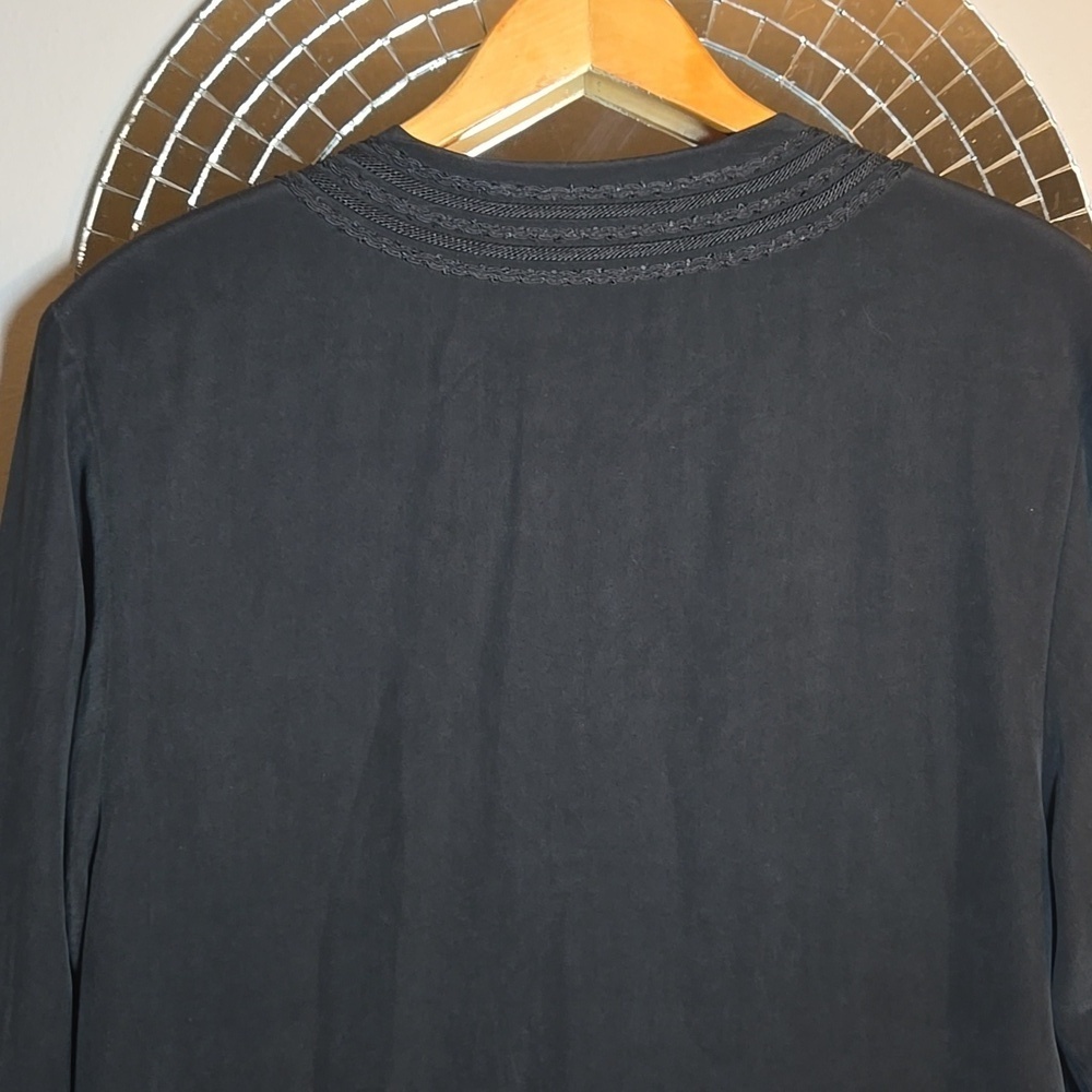 August Silk Silk Embroidered Wide Sleeved Button Front Lined Blouse Jacket NWOT - Picture 10 of 15